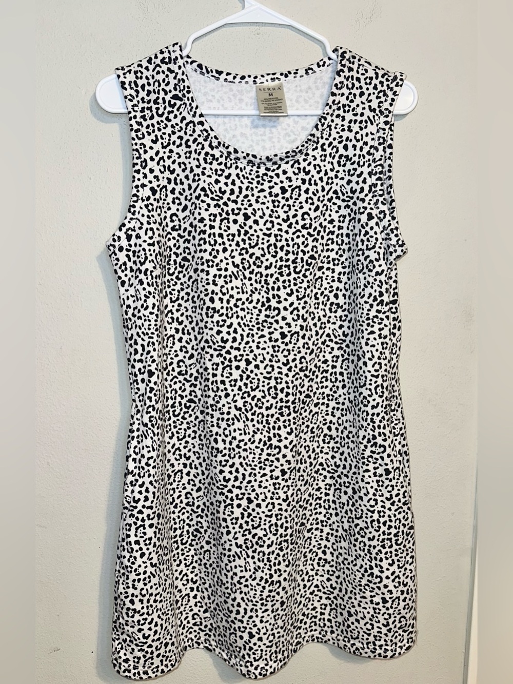 Serra Black & White Leopard Print Sleeveless Dress